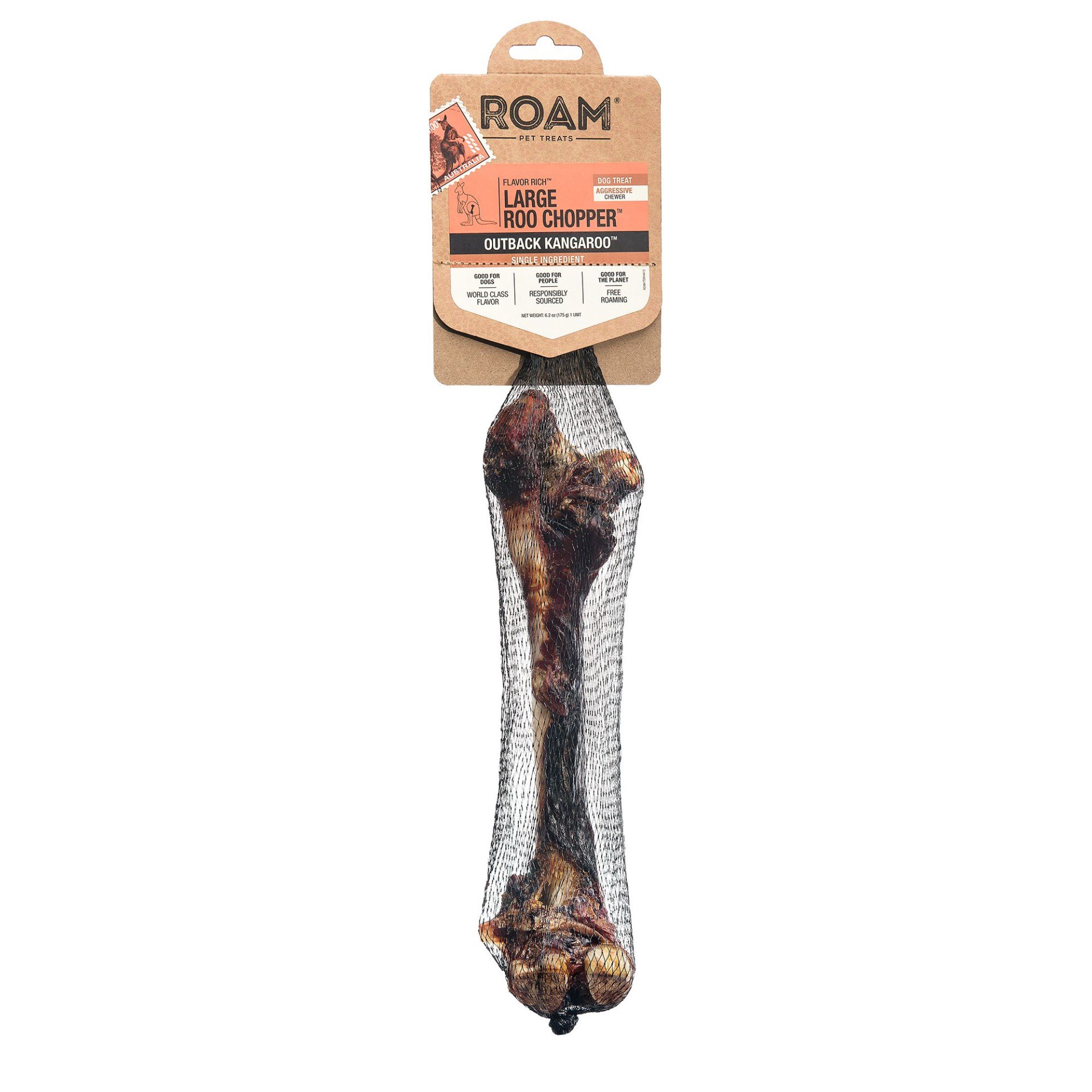 slide 1 of 1, ROAM Roo Chopper Dog Treat - Outback Kangaroo, LG