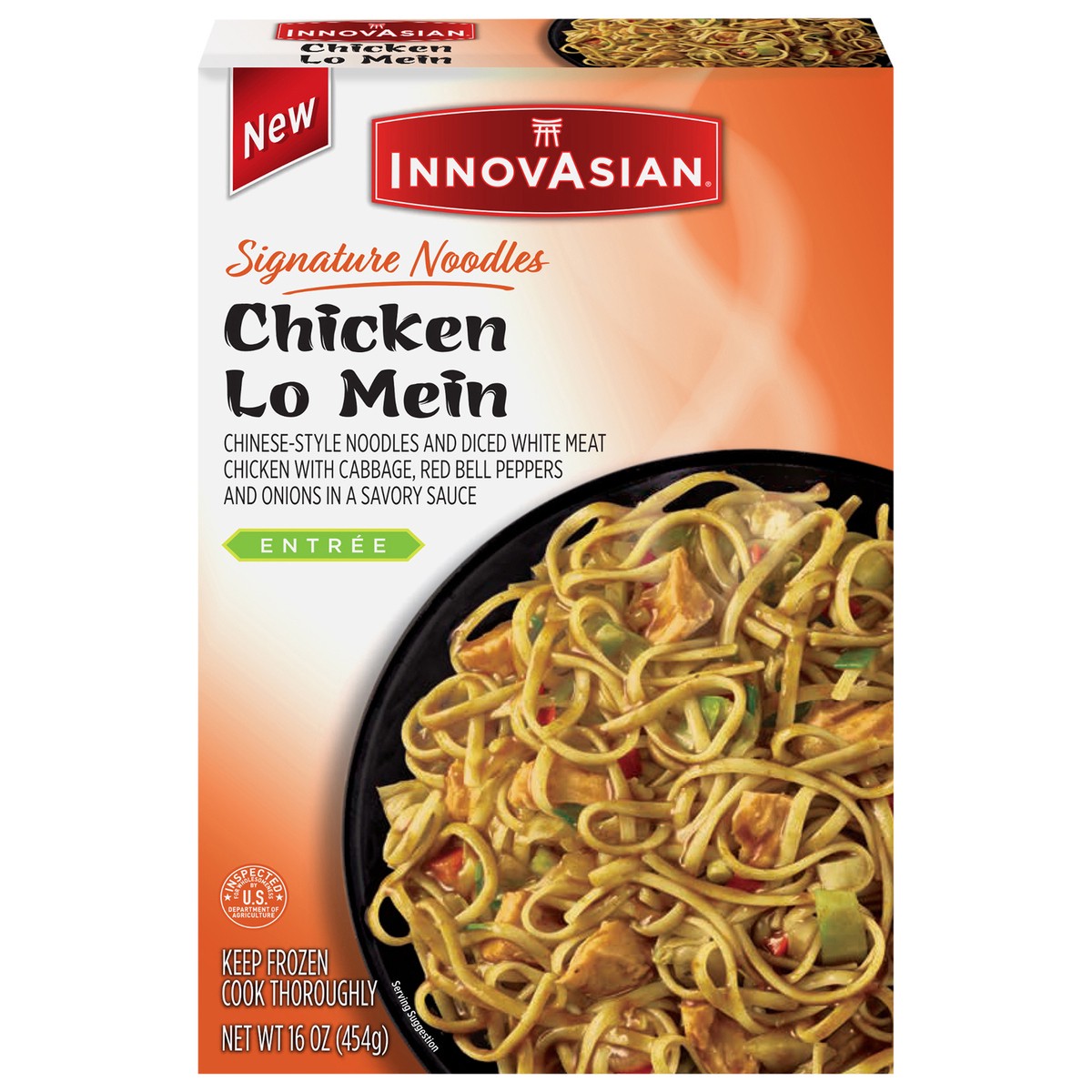slide 2 of 14, InnovAsian Chicken Lo Mein (Frozen), 16 oz