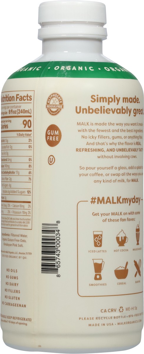 slide 11 of 11, Malk Organic Oil Free Original Oat Milk 28 fl oz, 28 fl oz