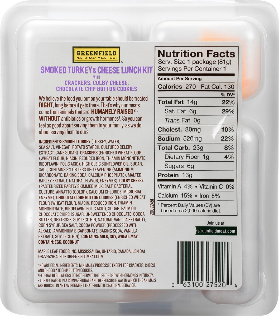 slide 6 of 11, Greenfield Lunch Kit, Smoked Turkey & Colby Cheese, 2.9 oz, 2.9 oz