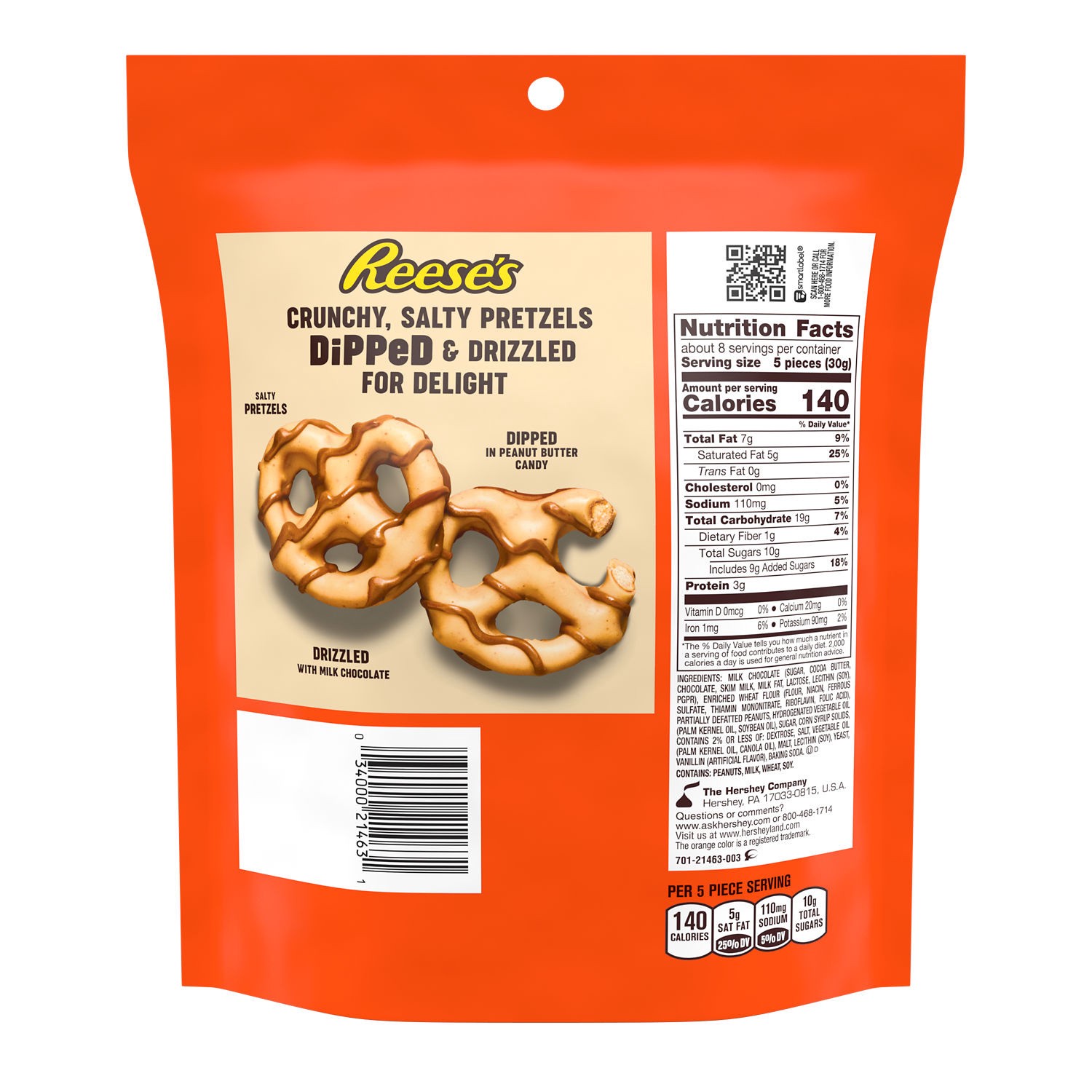 slide 4 of 7, Reese's Milk Chocolate Peanut Butter Dipped Pretzels Bag, 8.5 oz, 8.5 oz