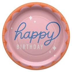 American Greetings 10-Count 9" Paper Plates, Happy Birthday on Pink