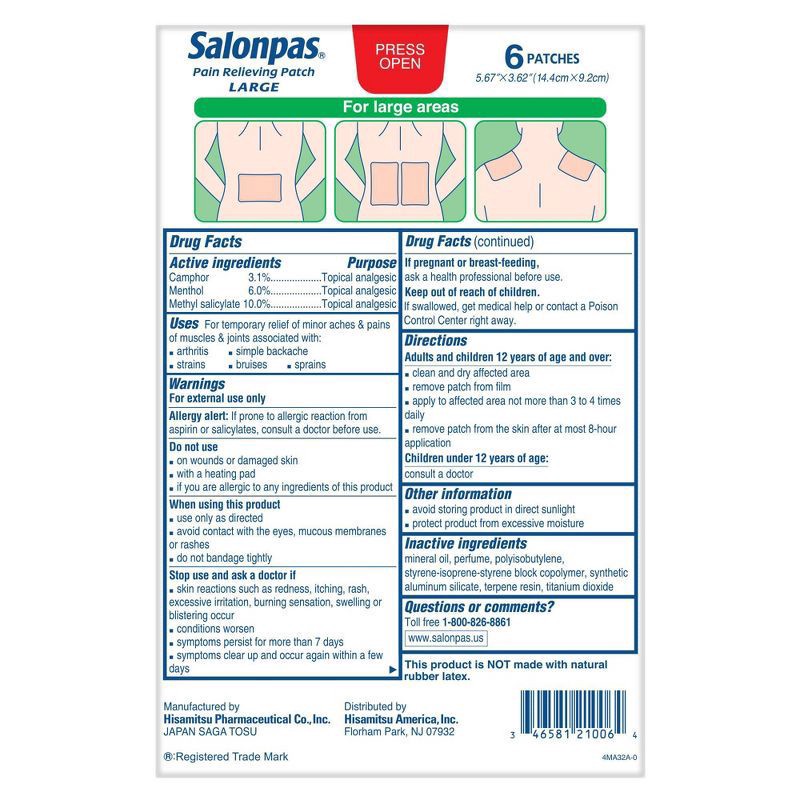 slide 3 of 4, Salonpas Large 6ct, 6 ct