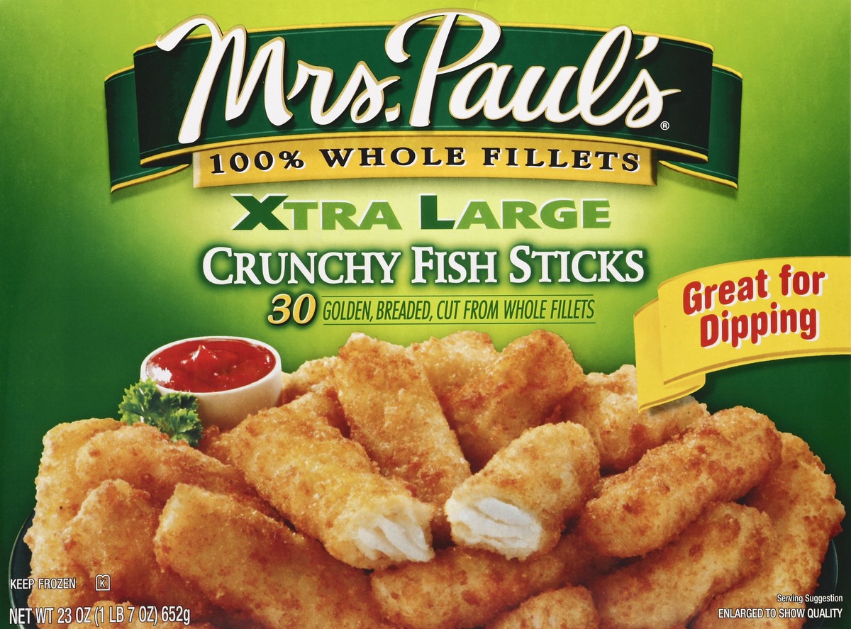 slide 4 of 4, Mrs. Paul's Xtra Large Crunchy Fish Sticks, 30 ct; 23 oz