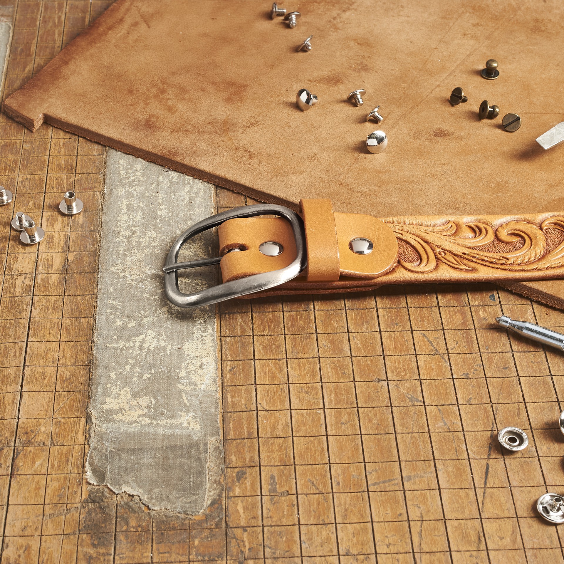 slide 3 of 3, 1.5" Rhodium Buckle By Bead Landing, 1.5 in