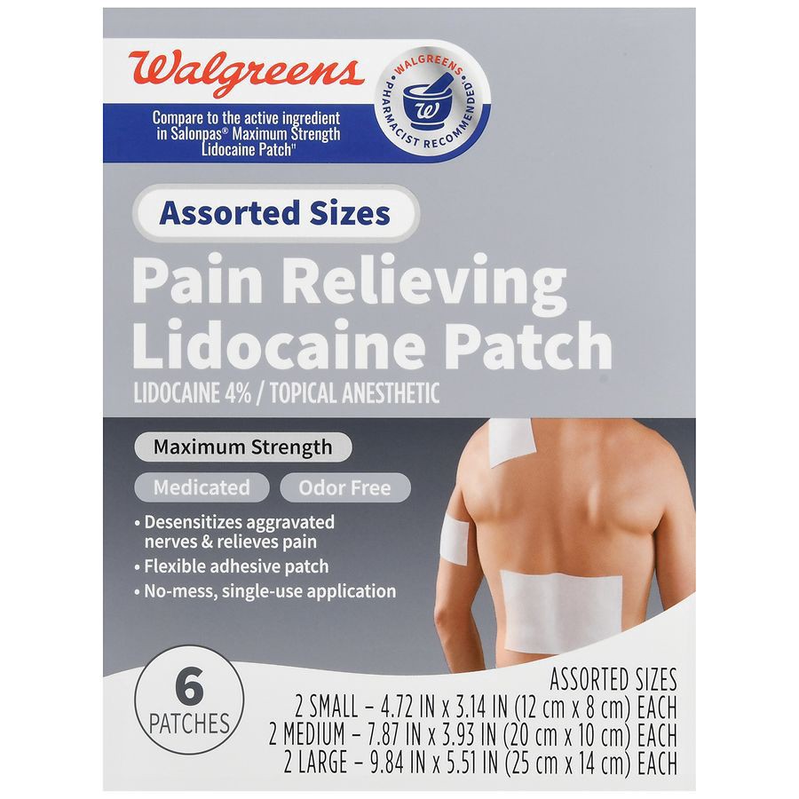 slide 4 of 5, Walgreens Lidocaine Pain Patches Assorted, 6 ct