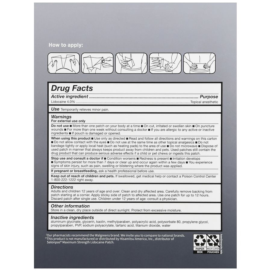 slide 5 of 5, Walgreens Lidocaine Pain Patches Assorted, 6 ct