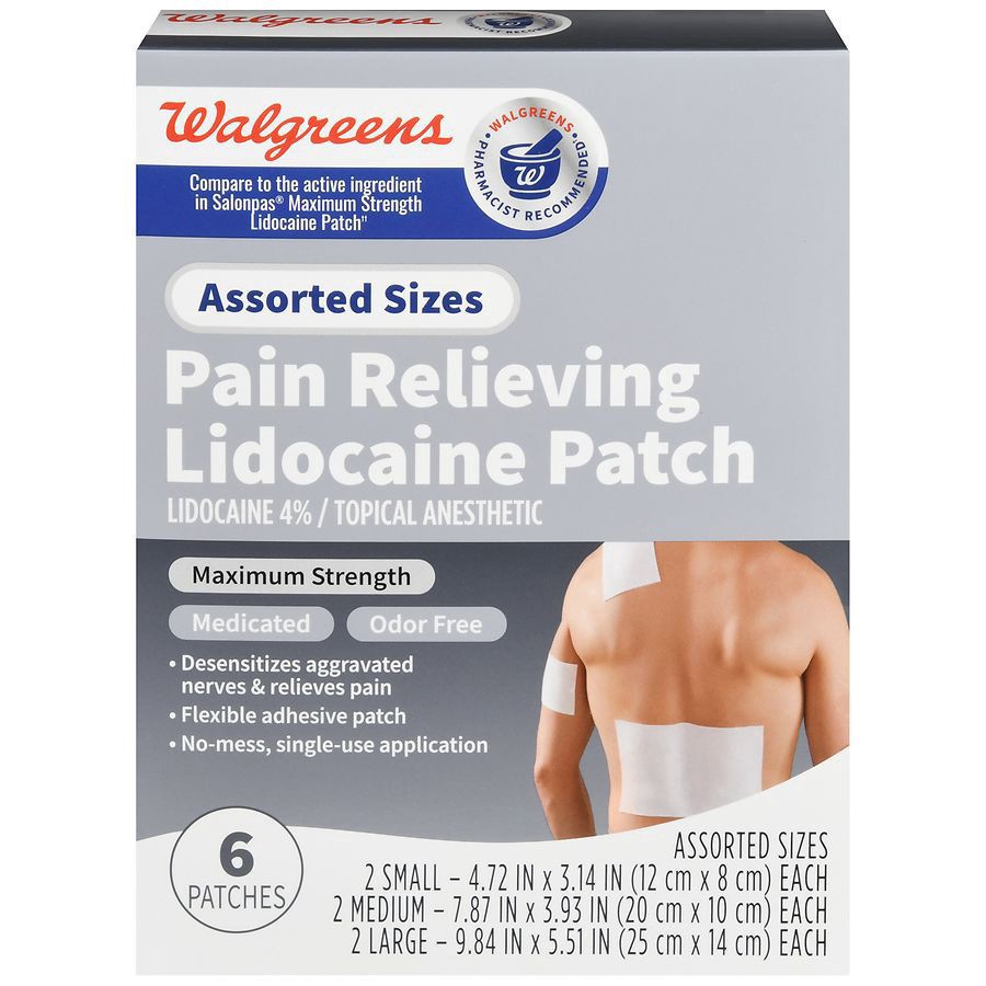 slide 1 of 5, Walgreens Lidocaine Pain Patches Assorted, 6 ct