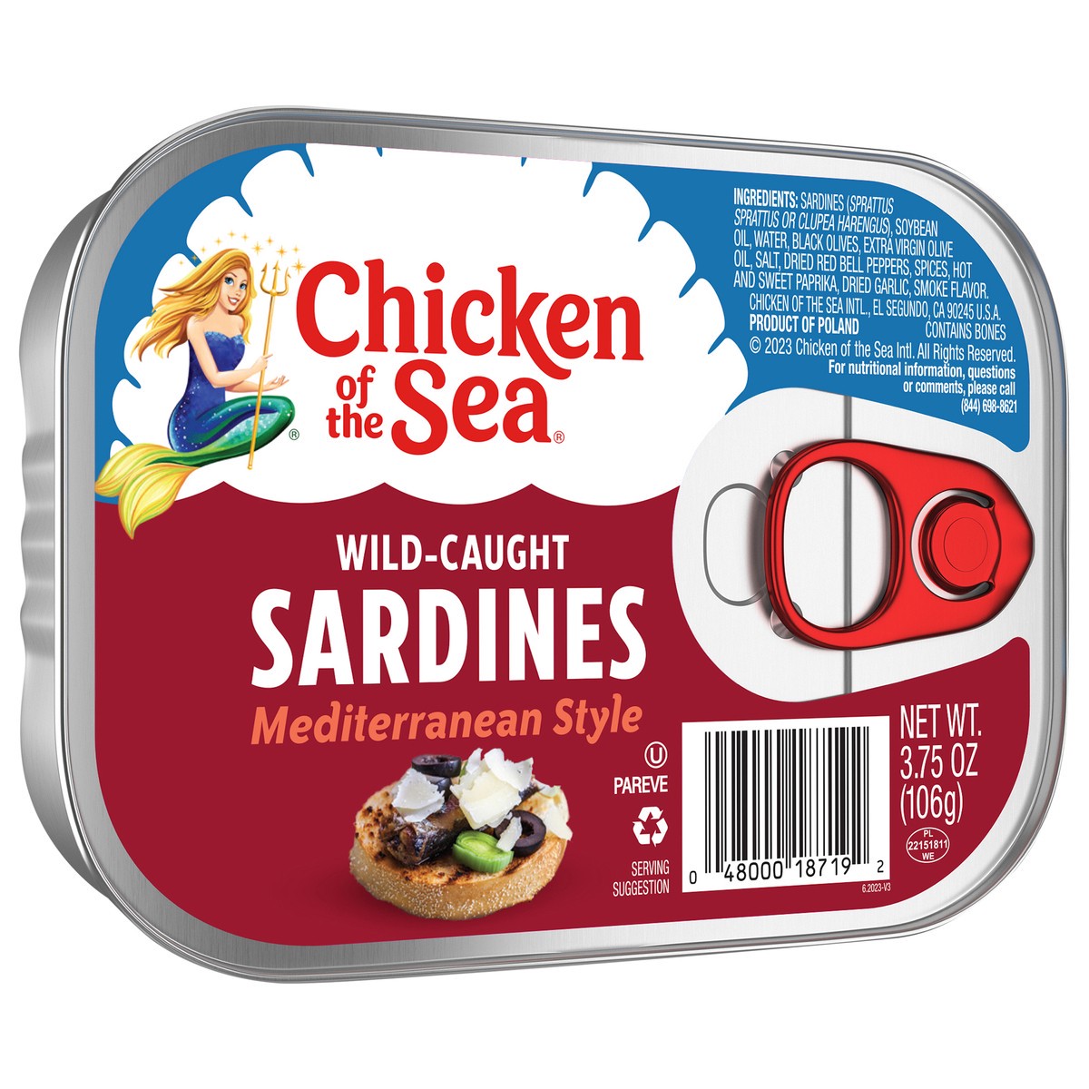 slide 2 of 3, Chicken of the Sea Wild Caught Sardines, Mediterranean Style 3.75 oz, 3.75 oz