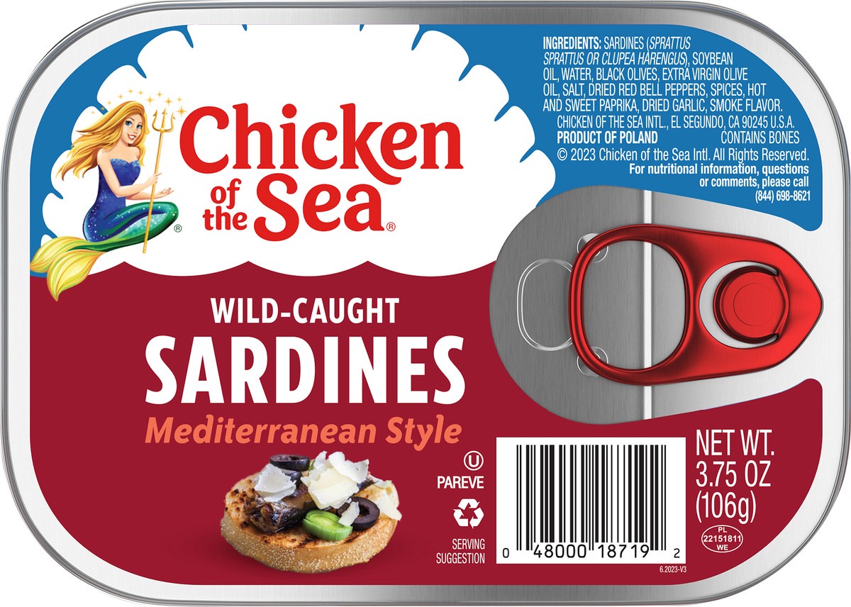 slide 3 of 3, Chicken of the Sea Wild Caught Sardines, Mediterranean Style 3.75 oz, 3.75 oz