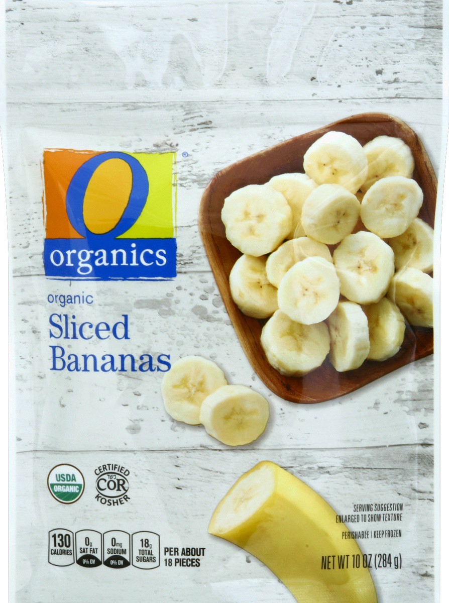 slide 2 of 2, O Organics Bananas Sliced, 10 oz