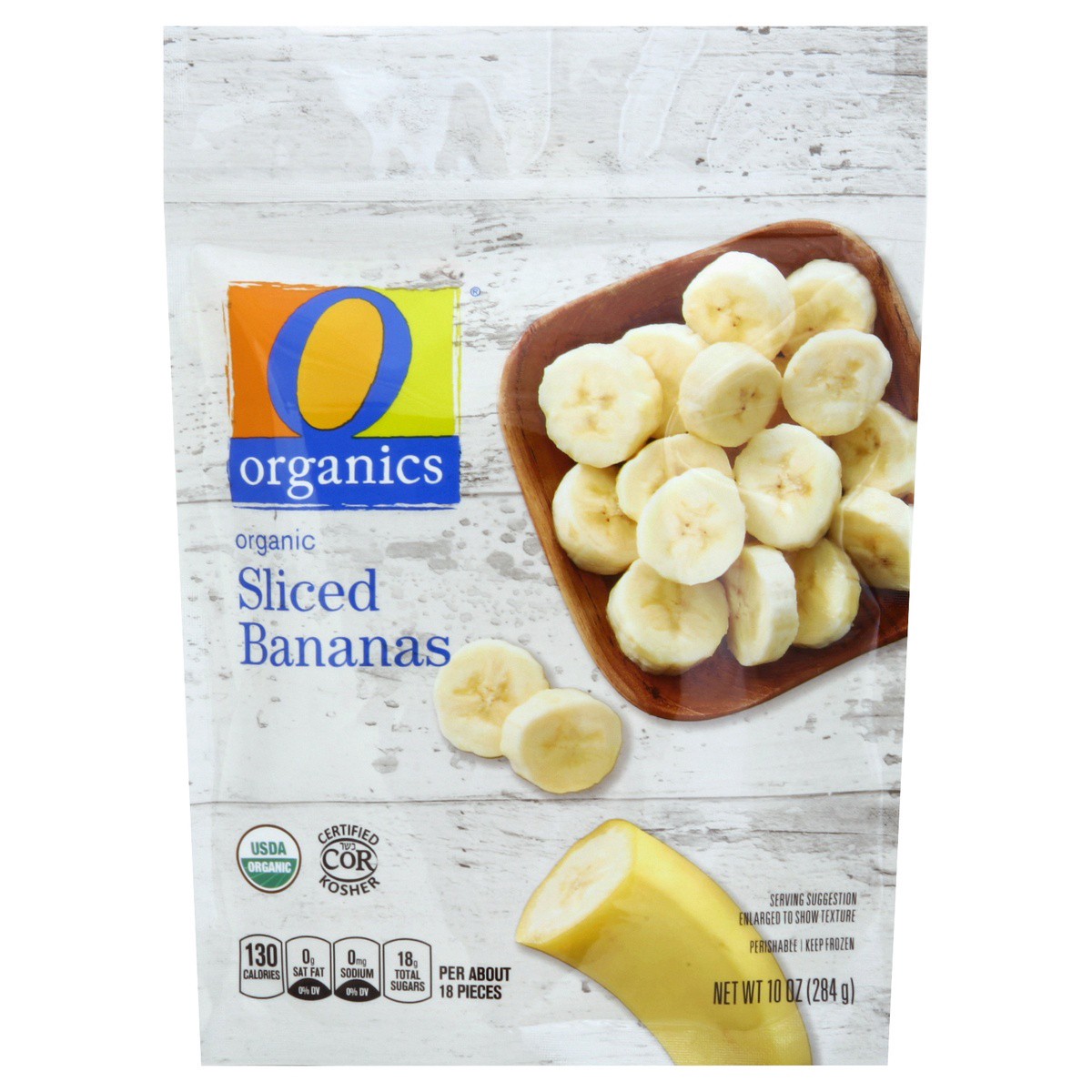 slide 1 of 2, O Organics Bananas Sliced, 10 oz