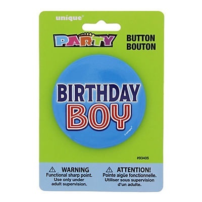 slide 1 of 1, Unique Birthday Boy Button, 3 in