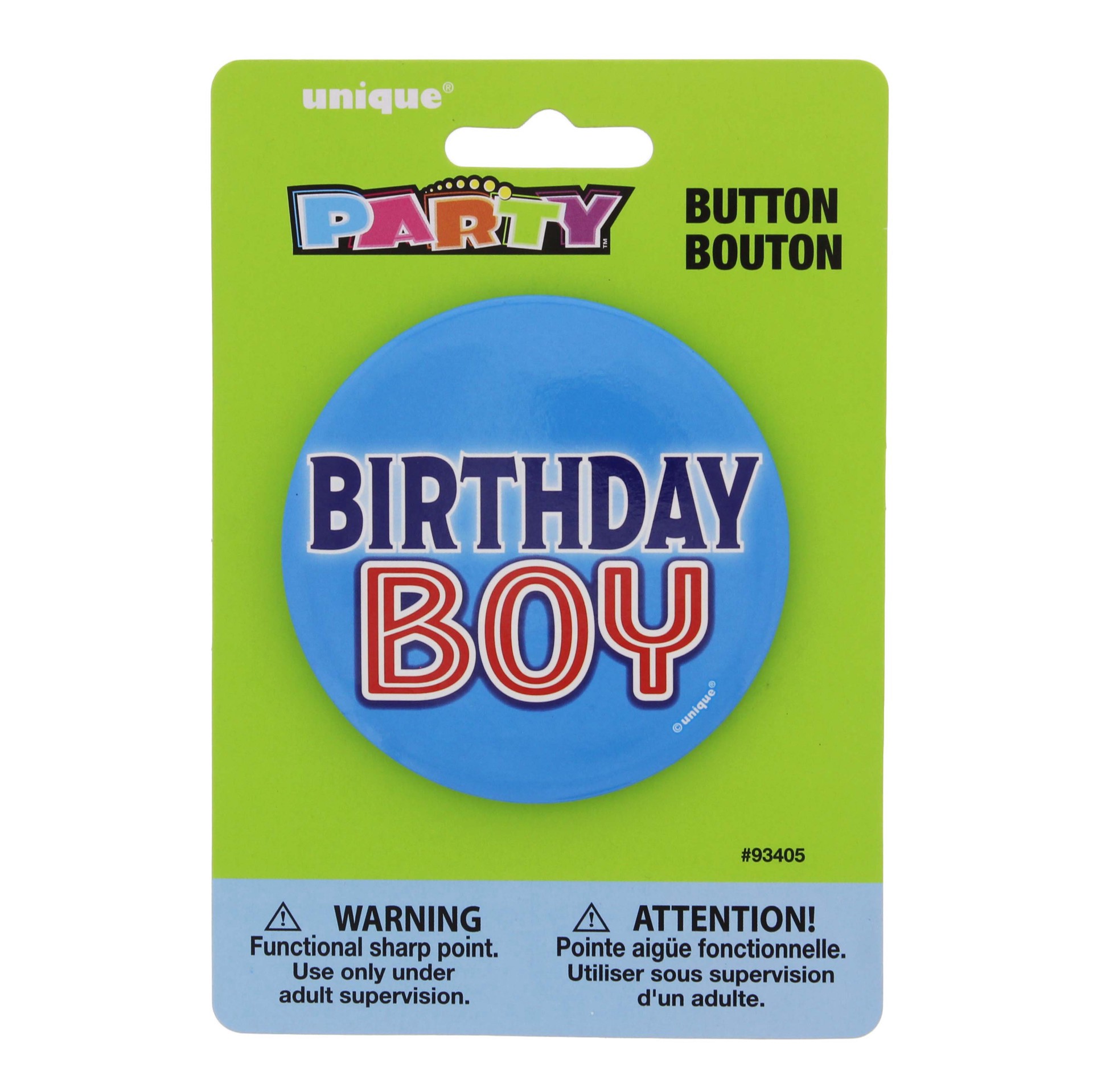 slide 1 of 1, Unique Birthday Boy Button, 3 in