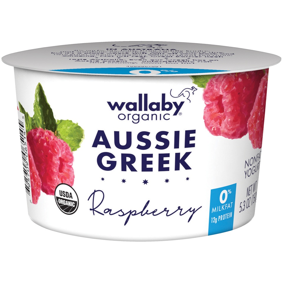 slide 1 of 1, Wallaby Organic Non-Fat Raspberry Yogurt, 5.3 oz