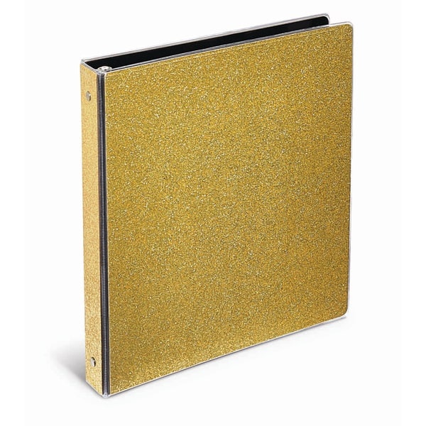 slide 1 of 1, Office Depot Brand Fashion Binder, 1'' Rings, Gold Glitter, 1 ct