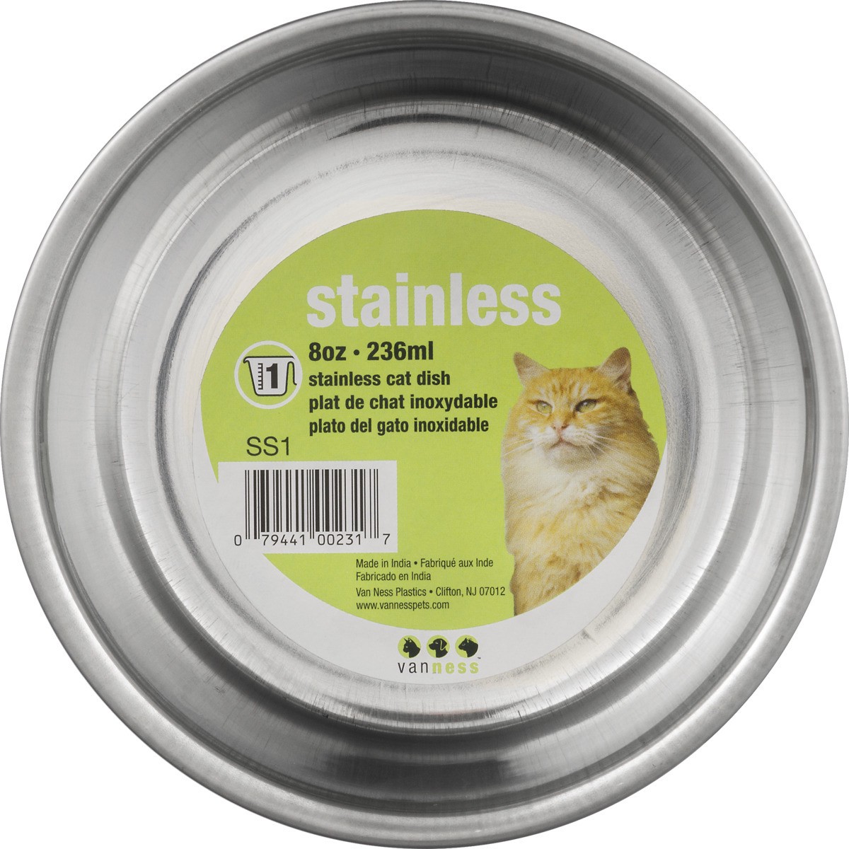 slide 8 of 9, Van Ness Stainless Steel Non Skid Cat Dish, 8 oz