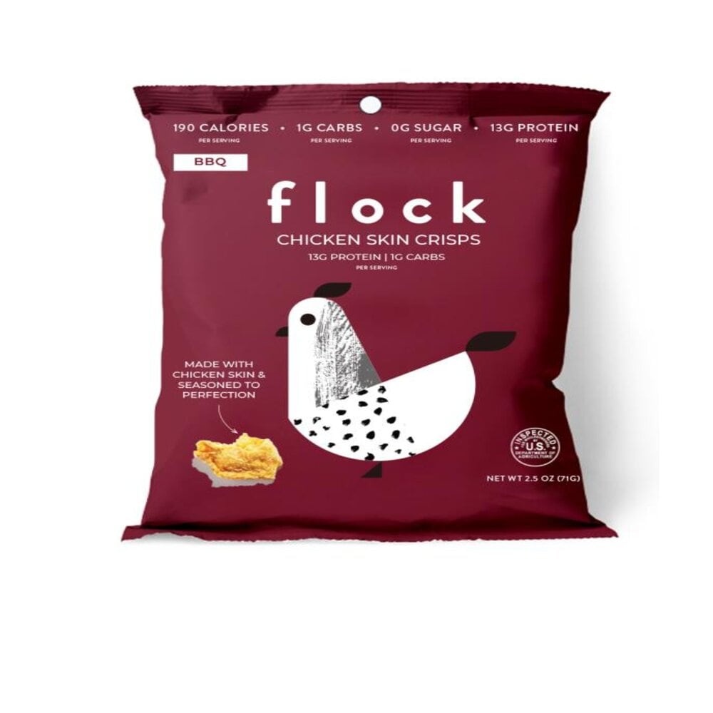 slide 1 of 2, Flock Bbq Chicken Skin Crisps Chips, 2.5 oz