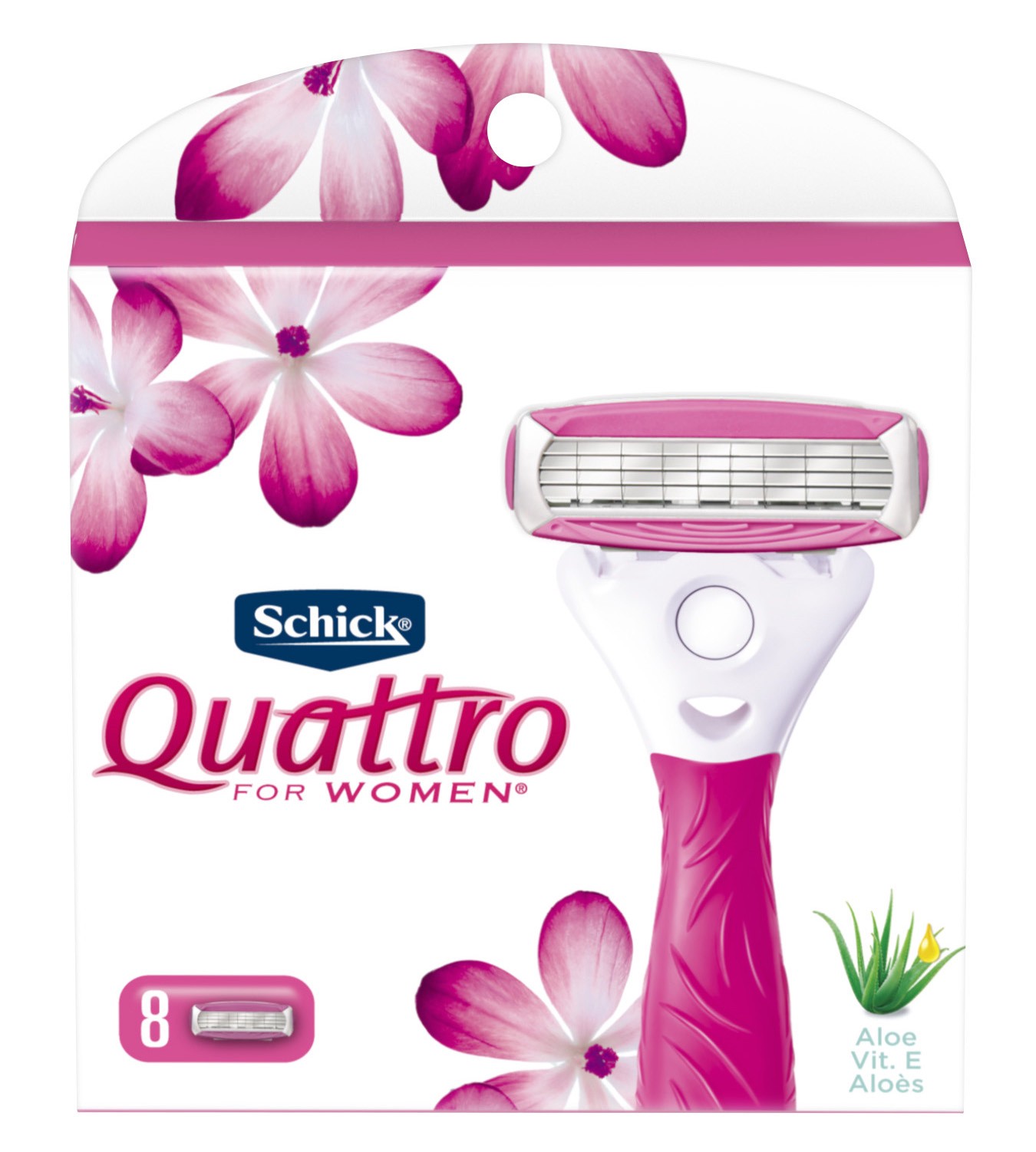 slide 1 of 1, Schick Quattro for Women Razor Refills, Pearl & Papaya, 8 ct