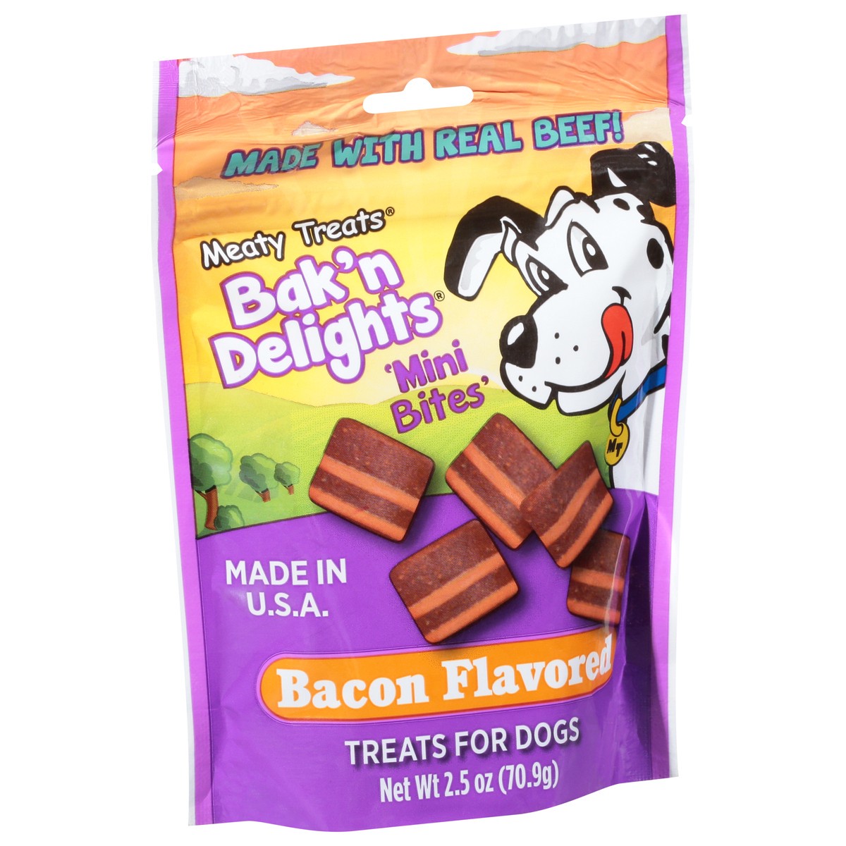 slide 2 of 10, Meaty Treats Bak'n Delights Bacon & Cheese Flavor Dog Treats, 2.5 oz