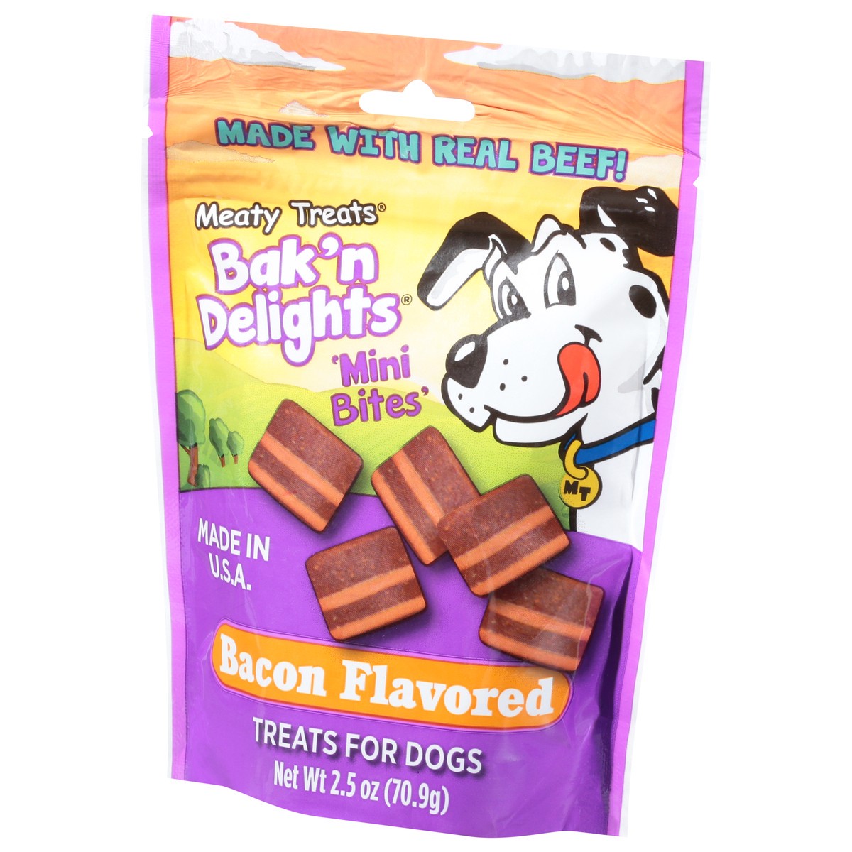 slide 3 of 10, Meaty Treats Bak'n Delights Bacon & Cheese Flavor Dog Treats, 2.5 oz