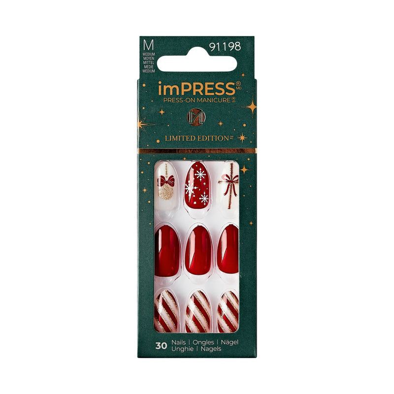 slide 1 of 8, KISS Products imPRESS Fake Nails - White Night - 33ct, 1 ct