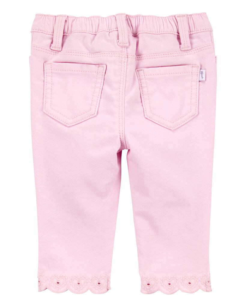 slide 3 of 4, Oshkosh Baby Woven Embroidered Hem Pants Pink 3M, 1 ct