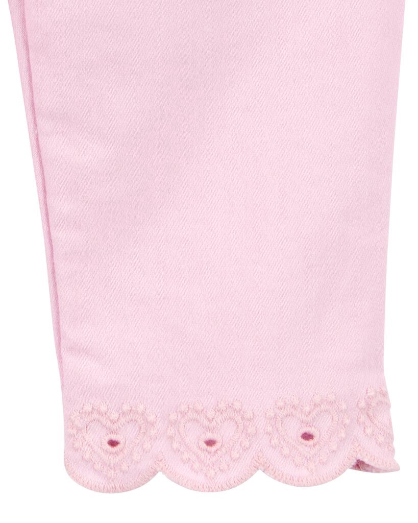 slide 4 of 4, Oshkosh Baby Woven Embroidered Hem Pants Pink 3M, 1 ct