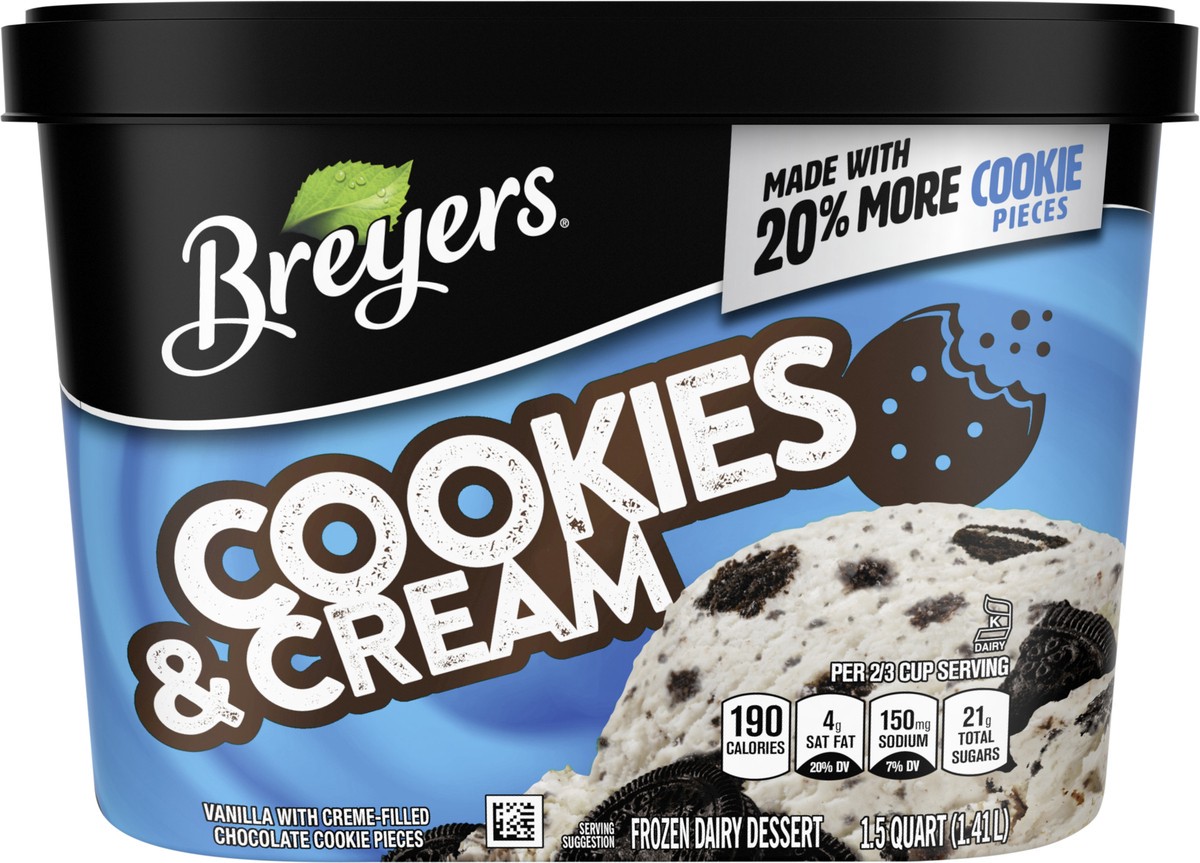 slide 2 of 3, Breyers Frozen Dairy Dessert Cookies & Cream, 48 oz, 48 oz