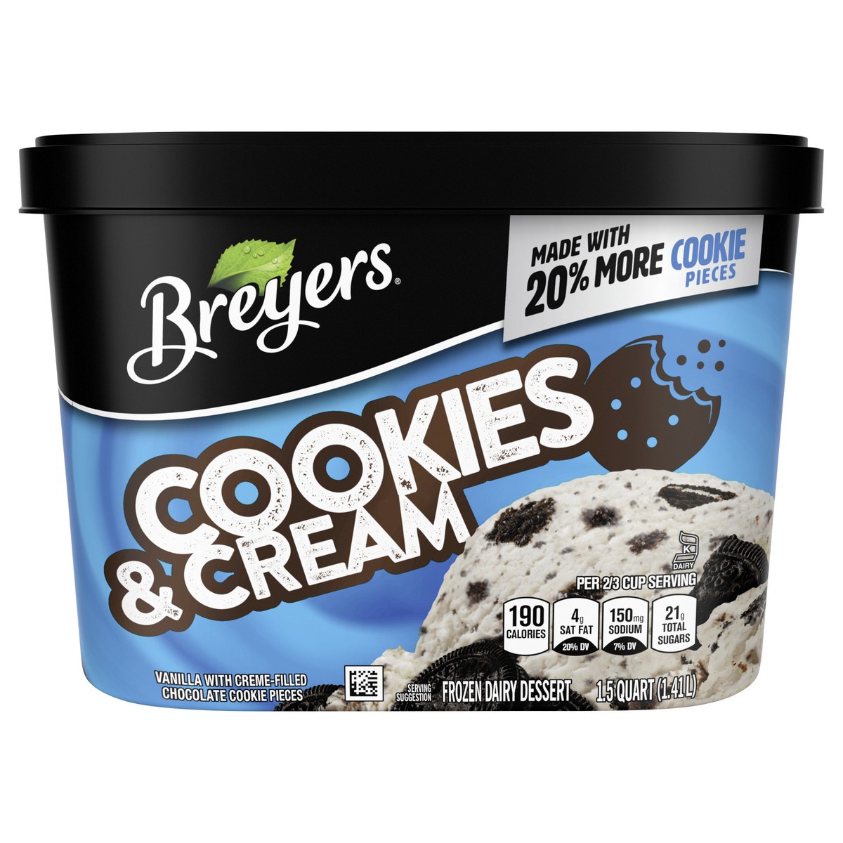 slide 1 of 3, Breyers Frozen Dairy Dessert Cookies & Cream, 48 oz, 48 oz
