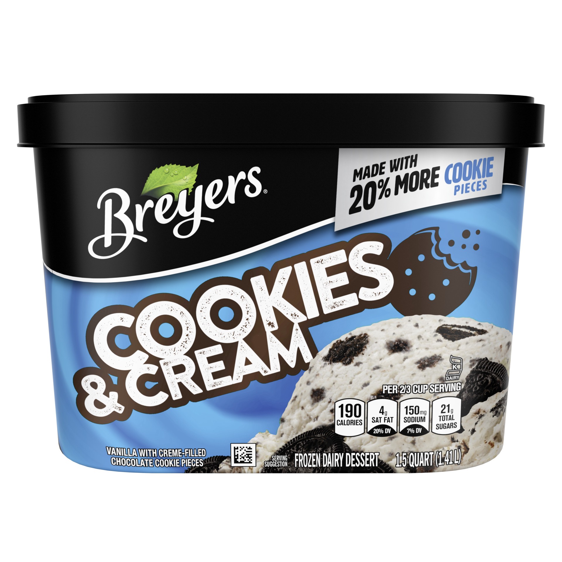 slide 1 of 3, Breyers Frozen Dairy Dessert Cookies & Cream, 48 oz, 48 oz