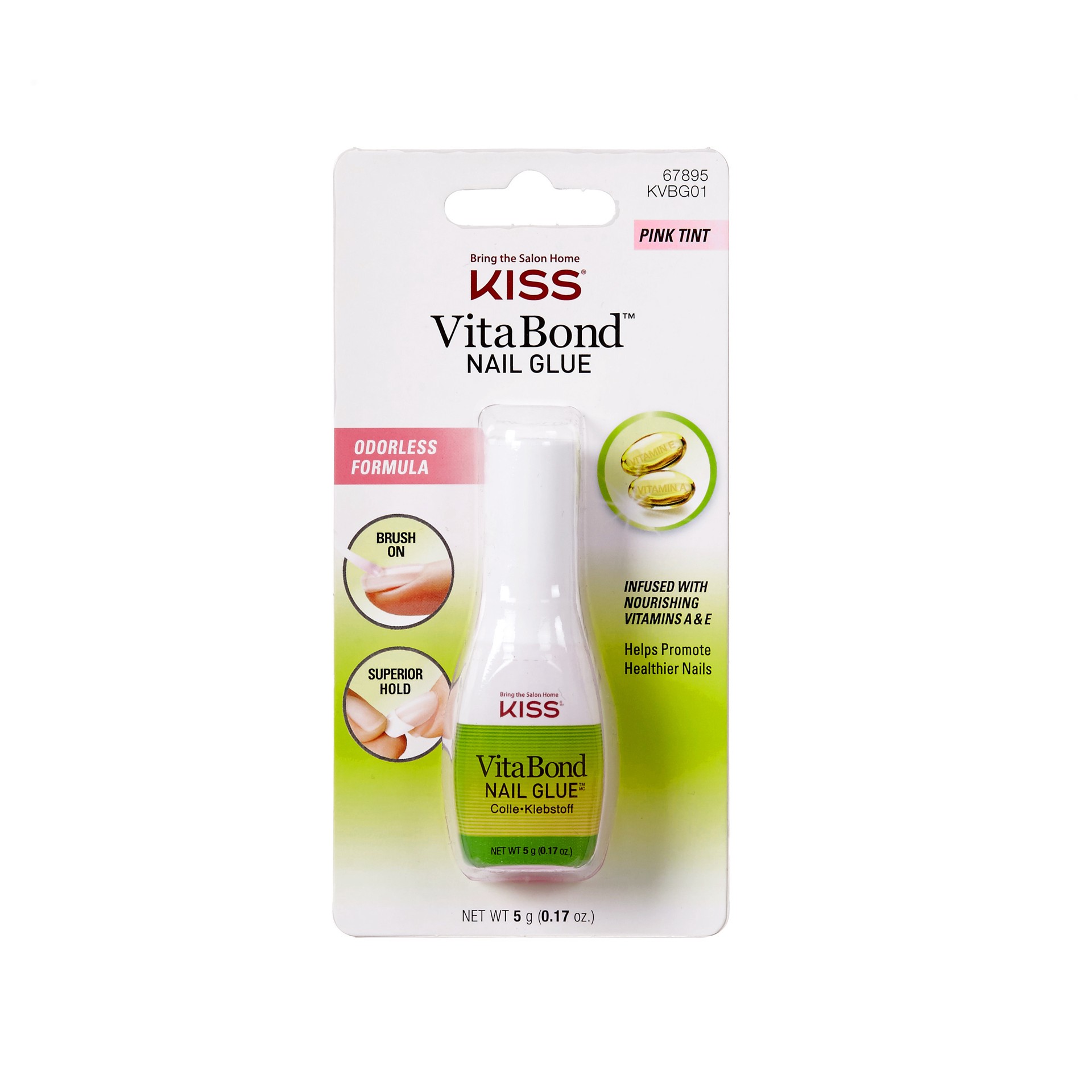 slide 1 of 5, KISS VitaBond Odorless Nail Glue, Net Wt. 5 g (0.17 oz.), 1 ct