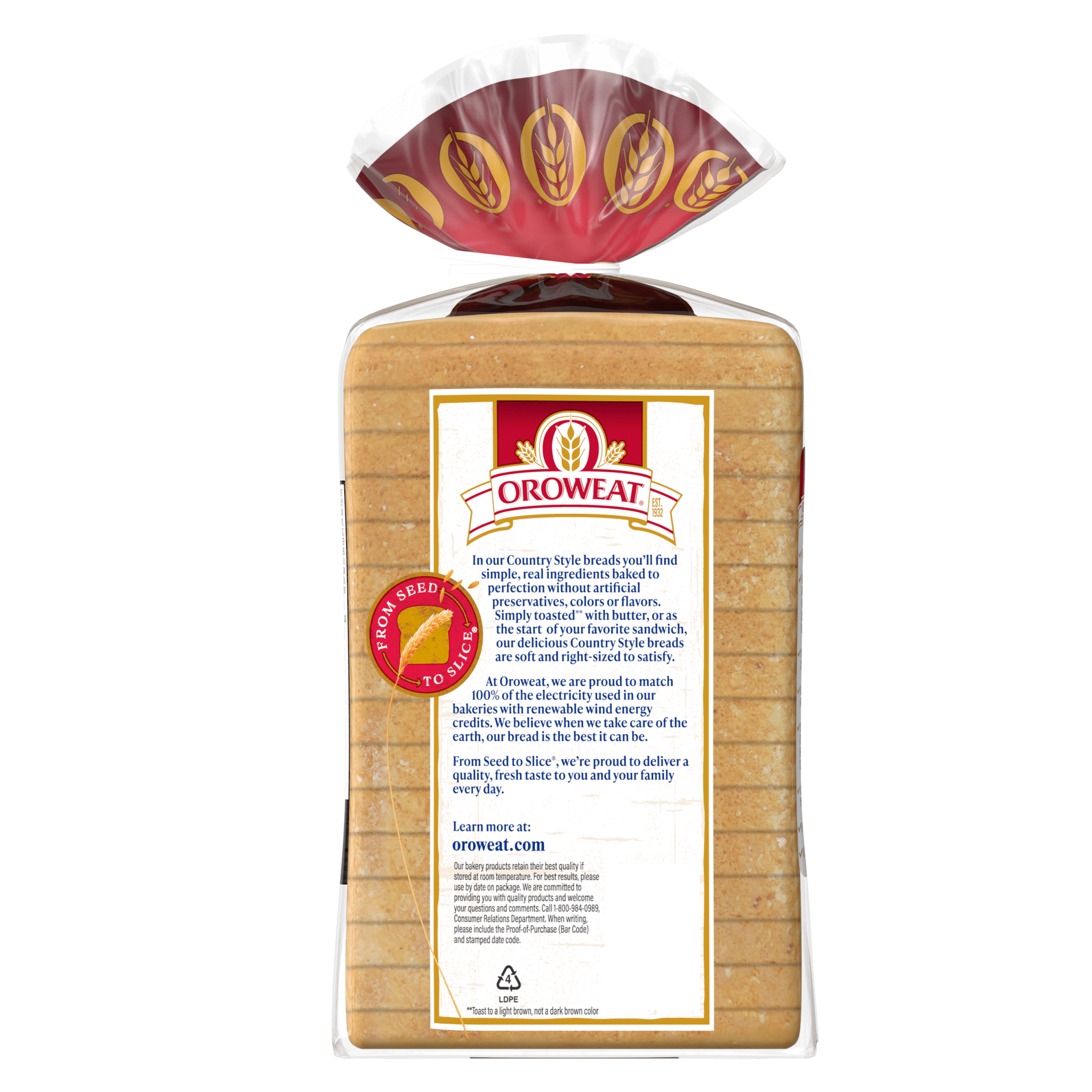 slide 4 of 6, Oroweat Country Style Plain Bread, 24 oz, 24 oz