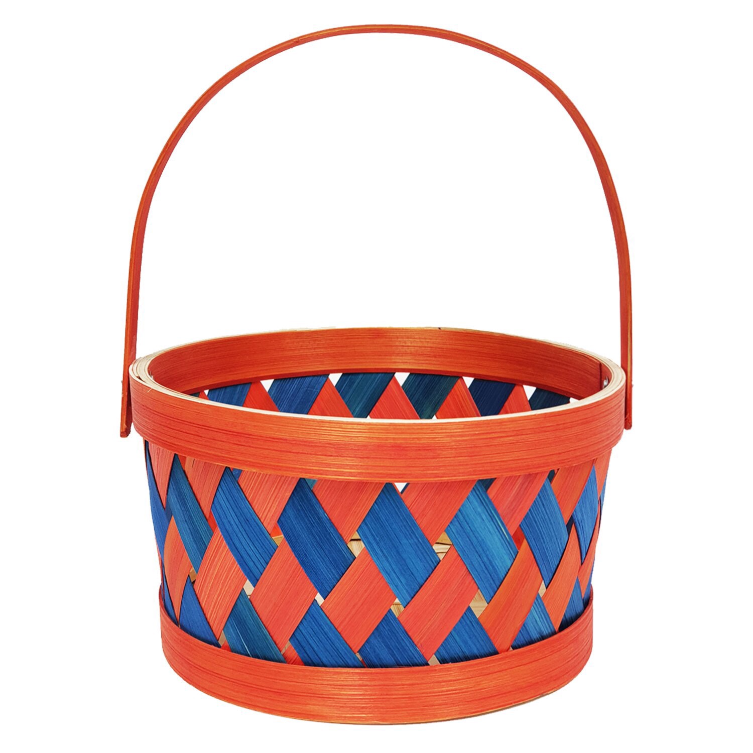 slide 1 of 1, COTTONDALE Rnd Bamboo Hdle Basket-Bule/Orange, 1 ct