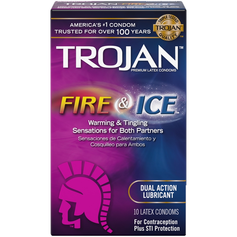 slide 1 of 5, Trojan Pleasures Fire Ice Dual Action Condoms, 10 ct