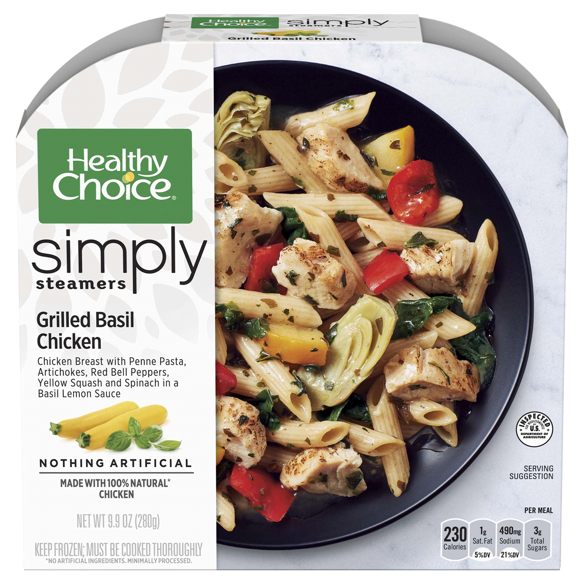 slide 1 of 8, Healthy Choice Simply Steamers Grilled Basil Chicken, 9.9 oz