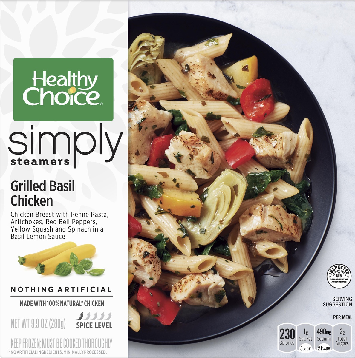 slide 7 of 8, Healthy Choice Simply Steamers Grilled Basil Chicken, 9.9 oz