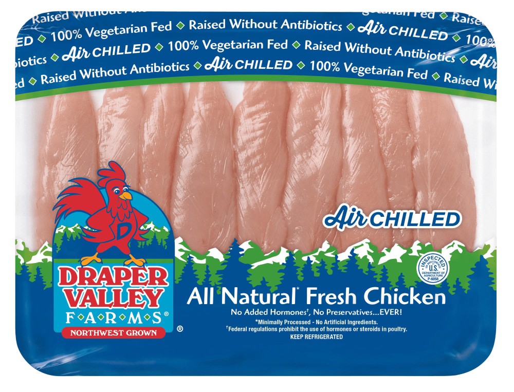 slide 1 of 1, Draper Valley Farms Boneless Skinless Chicken Breast Tenderloins, per lb