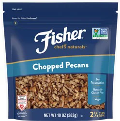 FISHER Chef's Naturals Chopped Pecans, 10 oz, Naturally Gluten Free, No Preservatives, Non-GMO
