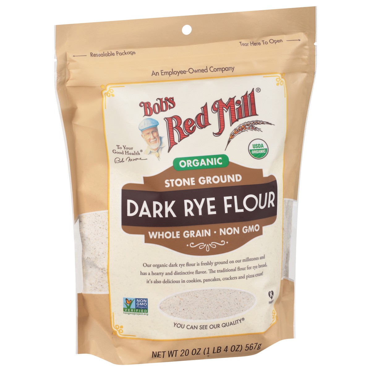 slide 8 of 9, Bob's Red Mill Stone Ground Organic Dark Rye Flour 20 oz, 20 oz