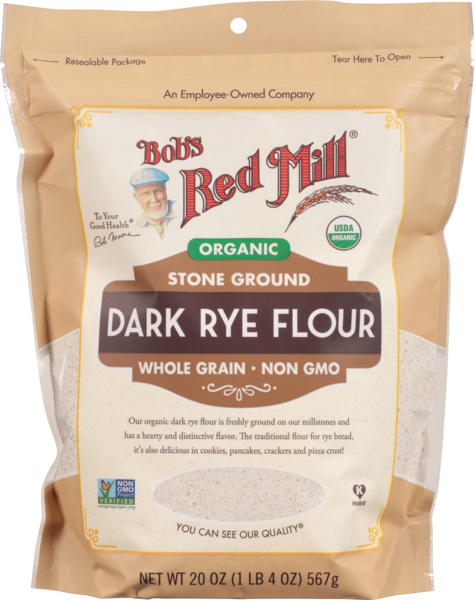 slide 3 of 9, Bob's Red Mill Stone Ground Organic Dark Rye Flour 20 oz, 20 oz