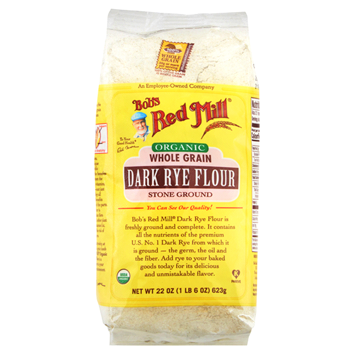 slide 1 of 1, Bob's Red Mill Organic Dark Rye Flour, 20 oz