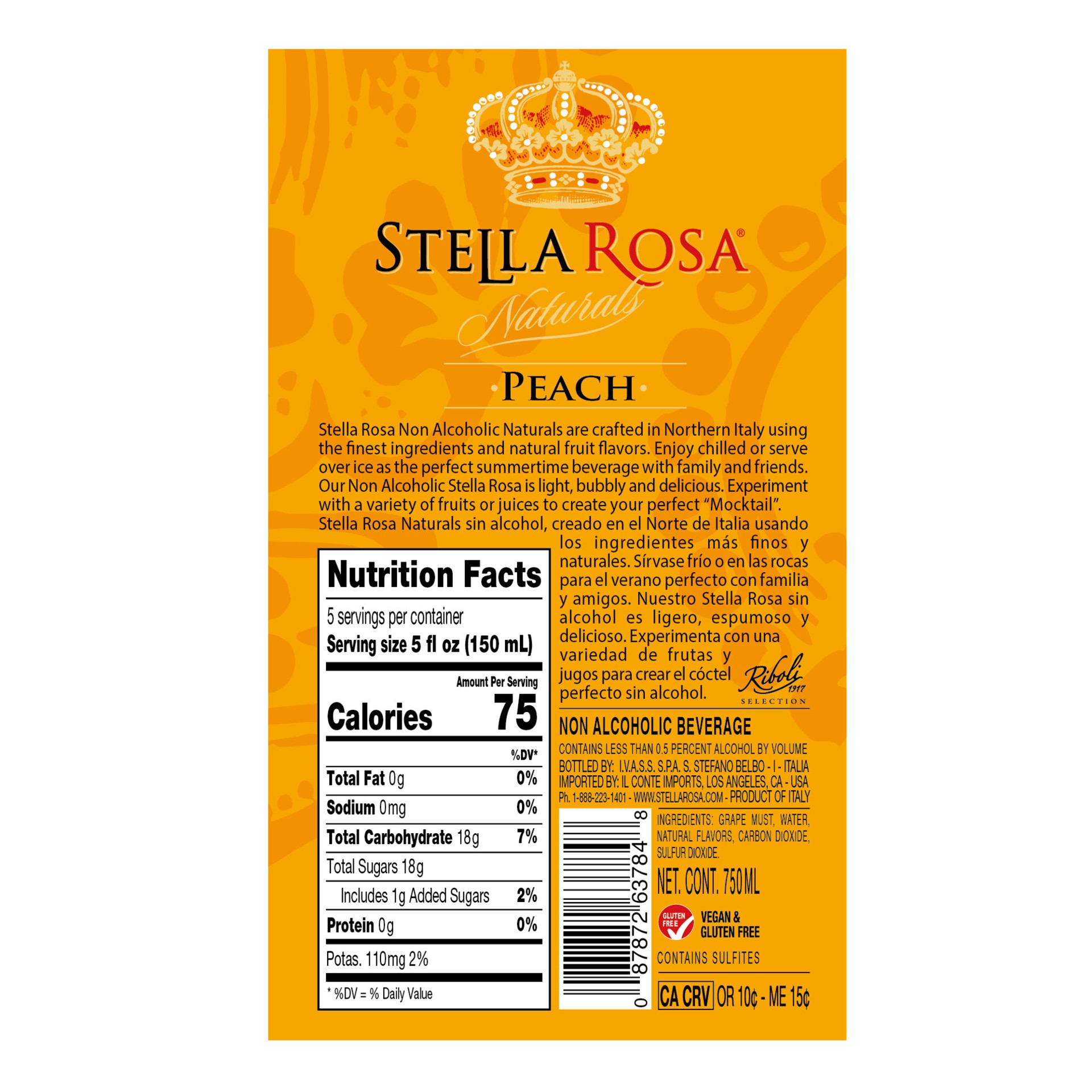 slide 4 of 9, Stella Rosa Naturals Peach Naturals Non-Alcoholic Beverage 750mL, 750 ml