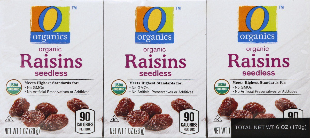 slide 2 of 4, O Organics Organic Raisins Seedless Pack, 6 ct