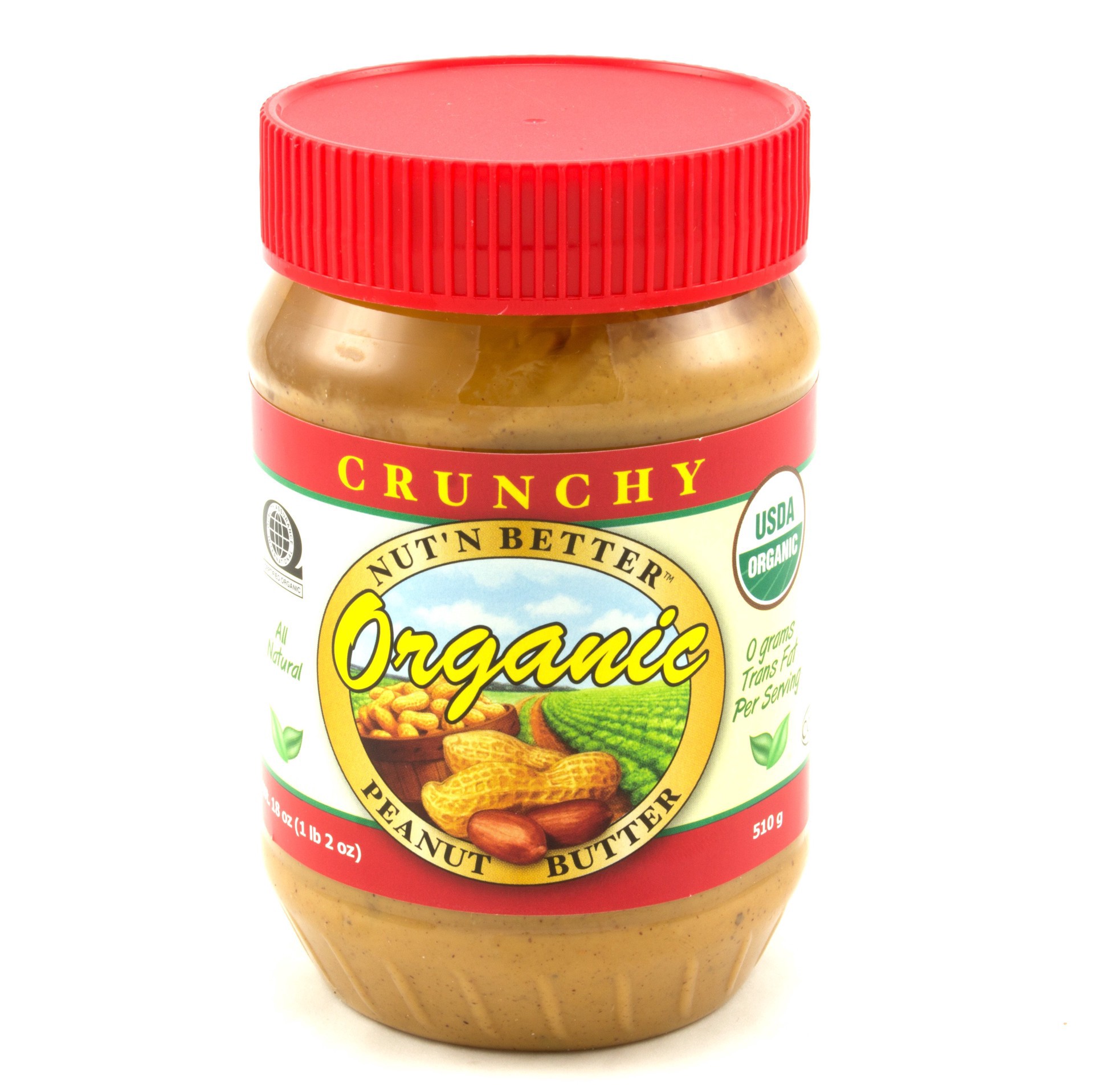 slide 1 of 1, Nut'n Better Organic Crunchy Peanut Butter, 18 oz