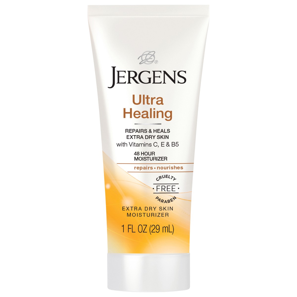 slide 1 of 7, Jergens Ultra Healing Dry Skin Moisturizer, 1 Ounce Travel Lotion, for Absorption into Extra Dry Skin, with HYDRALUCENCE blend, Vitamins C, E, and B5 (Pack of 10), 1 fl oz