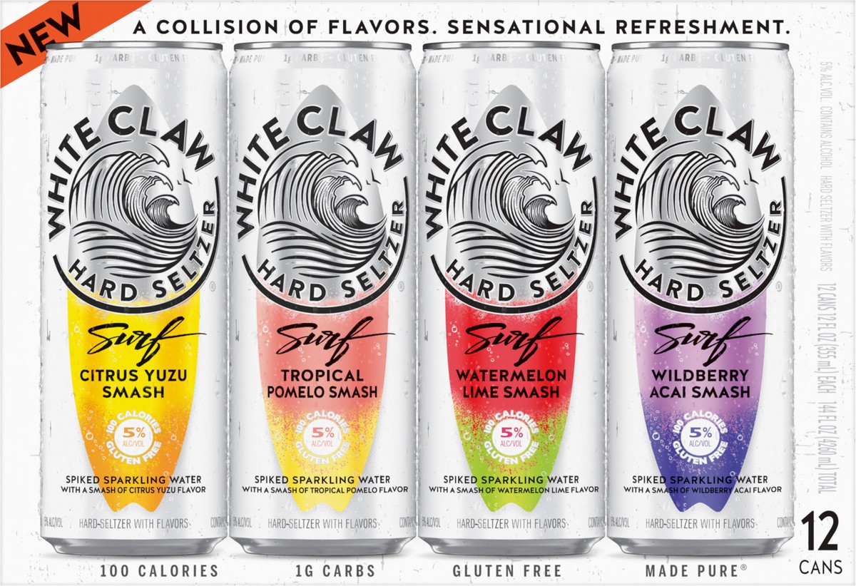 slide 2 of 7, White Claw Surf Variety Pack 12pk, 12 ct; 12 fl oz