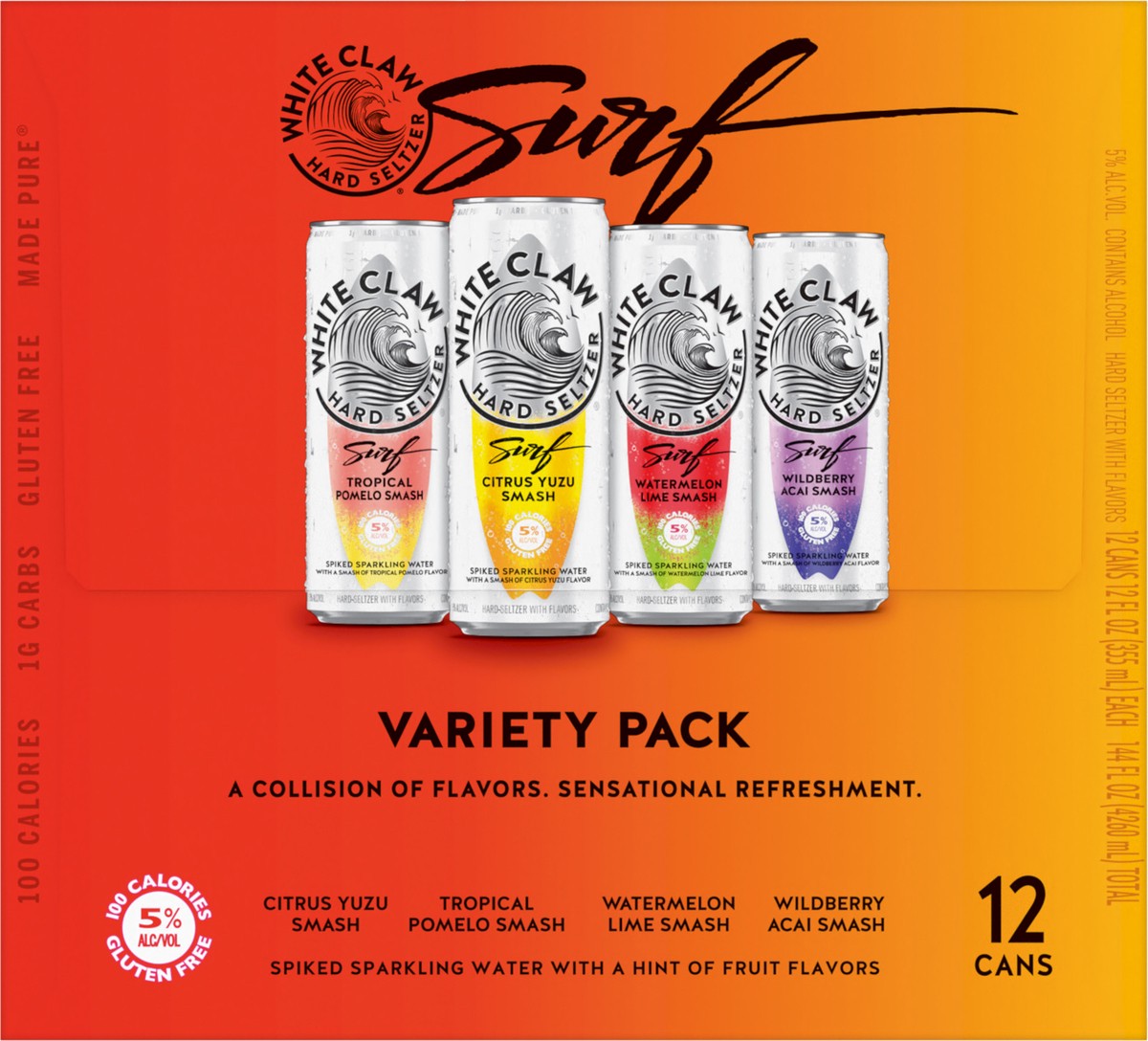 slide 6 of 7, White Claw Surf Variety Pack 12pk, 12 ct; 12 fl oz