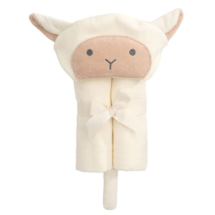 slide 1 of 5, Elegant Baby Lambie Bath Wrap Towel - White, 1 ct