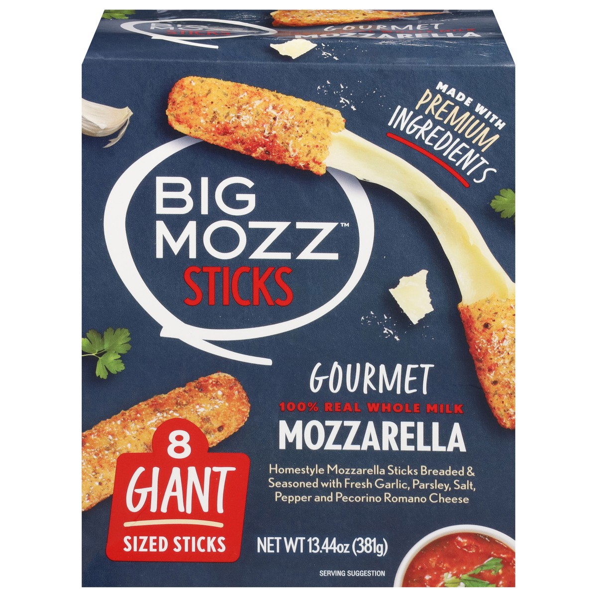 slide 4 of 13, Big Mozz Giant Gourmet Mozzarella Sticks 8 ea, 8 ct